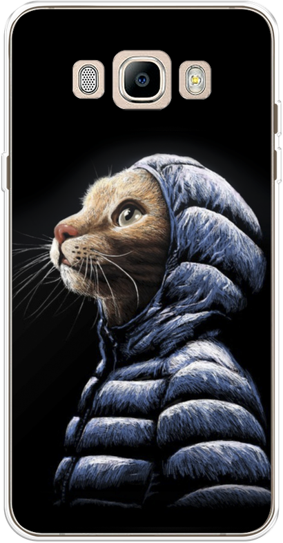 Силиконовый чехол на Samsung Galaxy J7 2016 / Самсунг Галакси Джей 7 2016 Кот в капюшоне