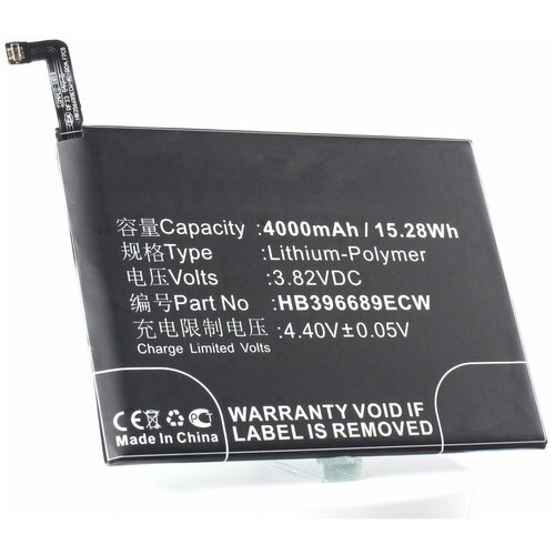 Аккумулятор iBatt iB-B1-M1991 4000mAh для Huawei HB396689ECW аккумулятор ibatt ib b1 m956 3050mah для huawei hb494590ebc