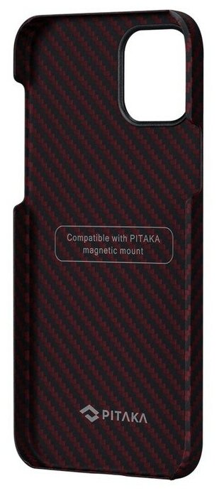 Чехол Pitaka MagEZ Case для iPhone 12 mini 5.4", черно-красный, кевлар (арамид)