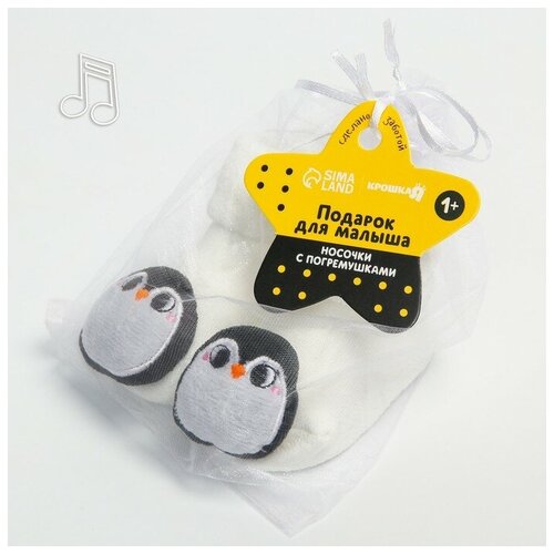 Набор носочки - погремушки Пингвинчики, 2 шт