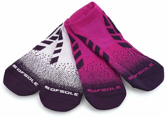 Носки для бега женские SofSole, 2 пары (фиолетовые, белые), размер 35-41