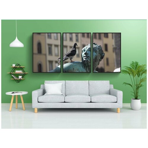 фото Набор модулных постеров для интерьера "статуя, бронза, голубь" 60x90 см. в тубусе, без рамки lotsprints