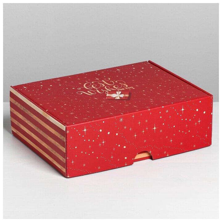 Дарите Счастье Коробка складная «С наилучшими пожеланиями», 30.7 × 22 × 9.5 см