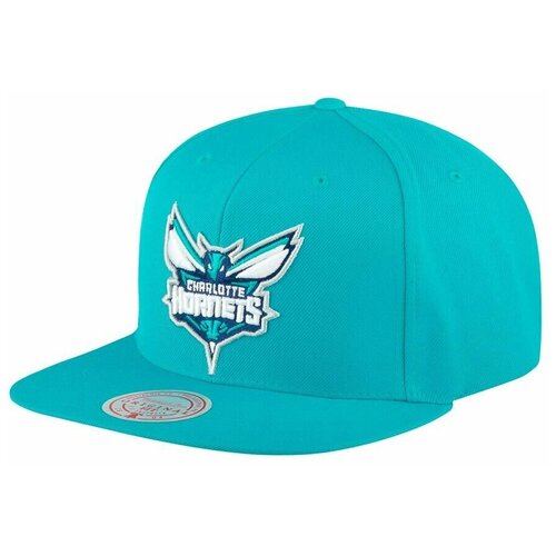 фото Бейсболка с прямым козырьком mitchell ness 6hssmm18842-choteal charlotte hornets nba, размер one mitchell & ness