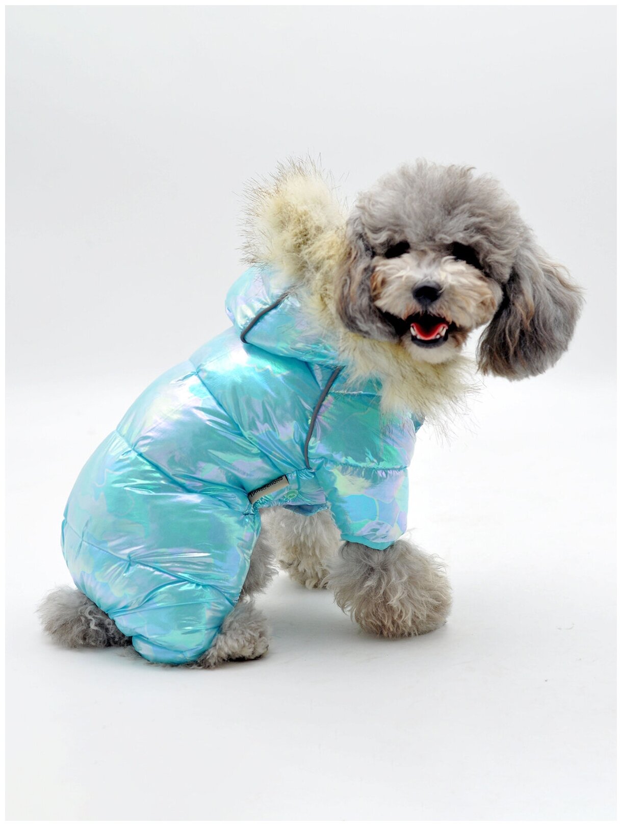 Куртка для собак голубая теплая (Размер: XL) грудь собаки 46 см; Длина спинки 32 см - фотография № 3
