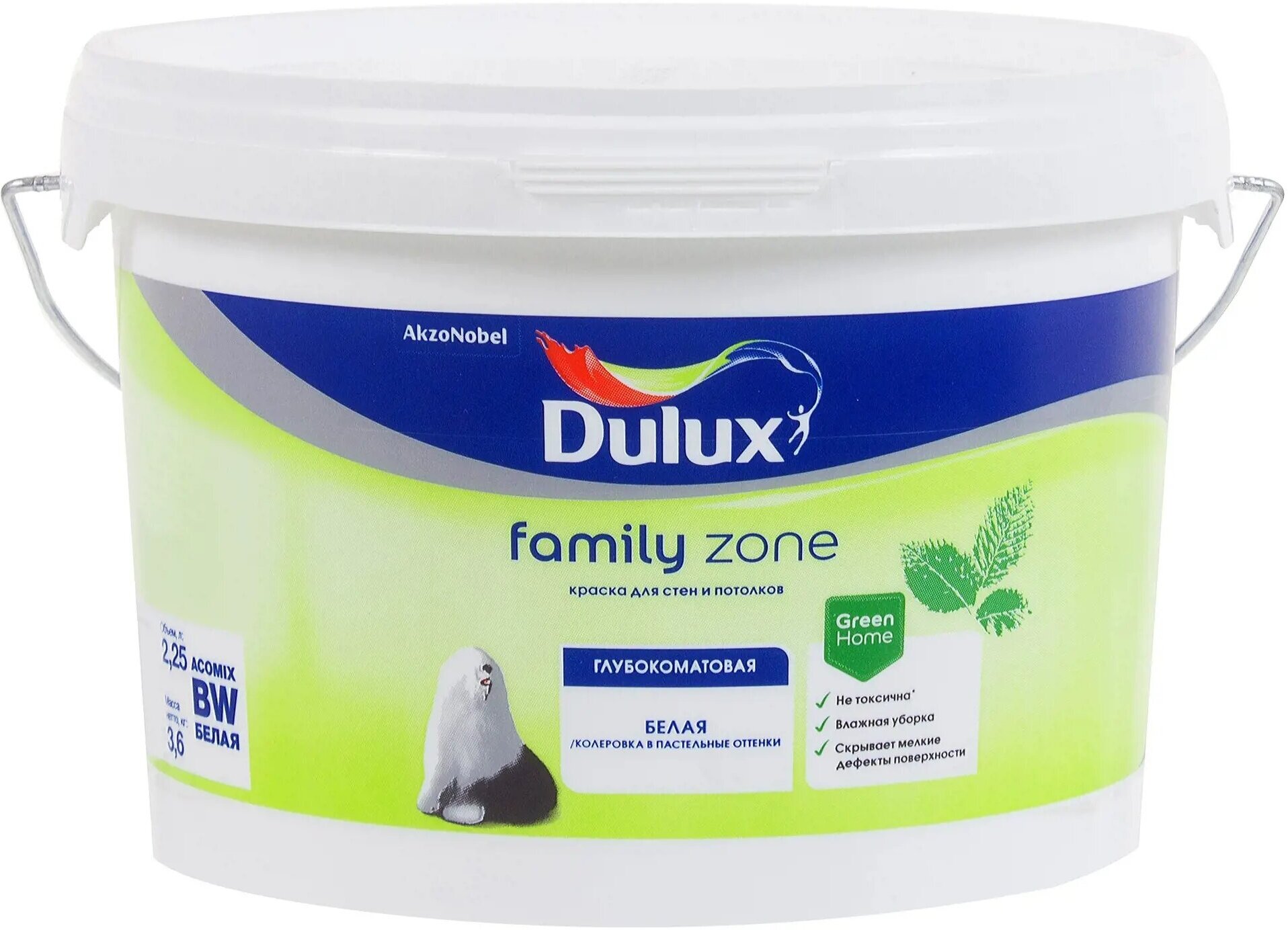 Краска на водной основе Dulux Family Zone база BW 2.25 л - фотография № 5