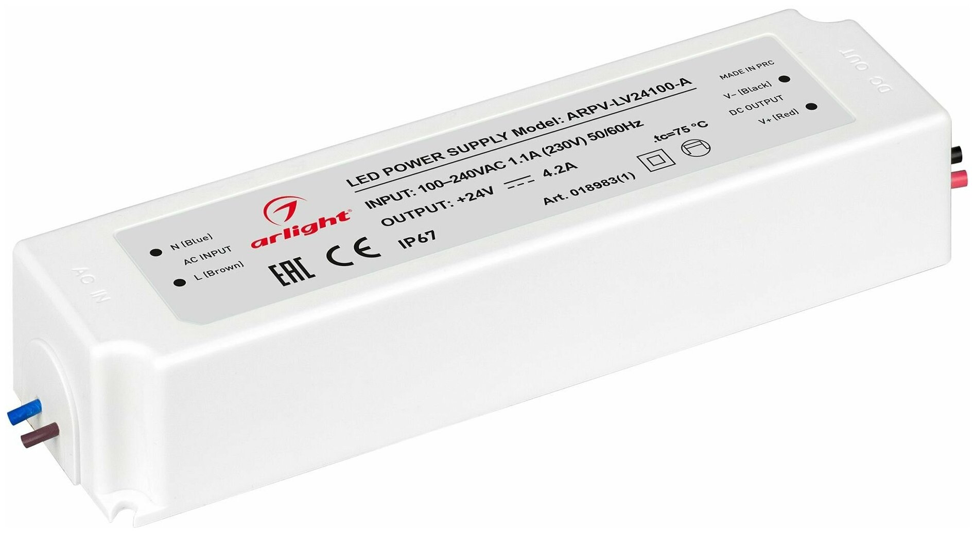 Блок питания ARPV-LV24100-A (24V, 4.2A, 100W) (Arlight, IP67 Пластик, 3 года)