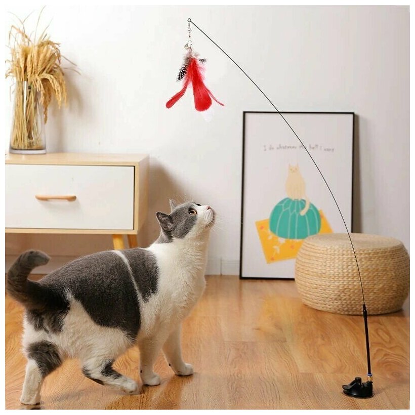 Искусственная забавная палочка для кошек, игрушечная палочка для котят с присоской, игрушки для кошек, товары для домашних животных