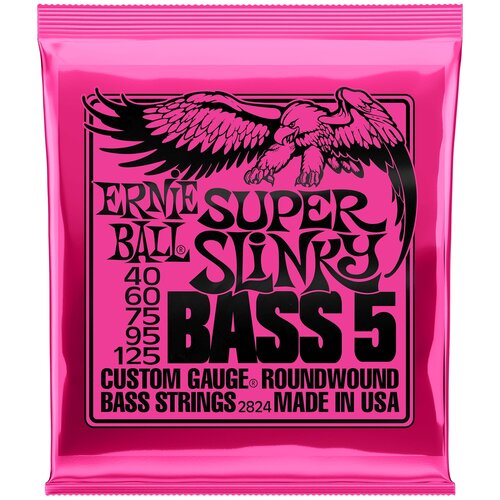 ernie ball 2821 серия slinky round wound bass струны для 5 ти струнной бас гитары Набор струн Ernie Ball P02824 Super Slinky Bass, 1 уп.