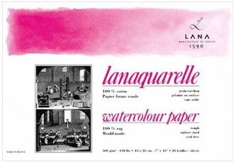 Lana Альбом-склейка для акварели "Lanaquarelle", 300 г/м2, 36х51 см, 20 л, хлопок 100%, Rough \ Torchon