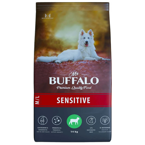 Сухой корм Mr.Buffalo Sensitive для собак средних и крупных пород (ягненок), 14 кг
