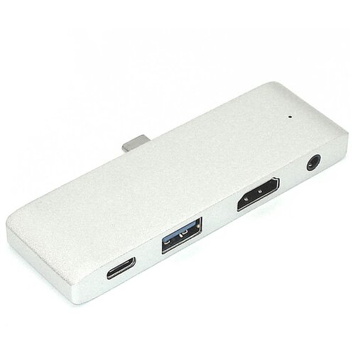 Адаптер Type C на HDMI, USB 3.0 + Audio 3,5 + Type C серебро переходник хаб hoco hb13 easylink type c converter metal gray type c to usb3 0 3 hdmi pd серый