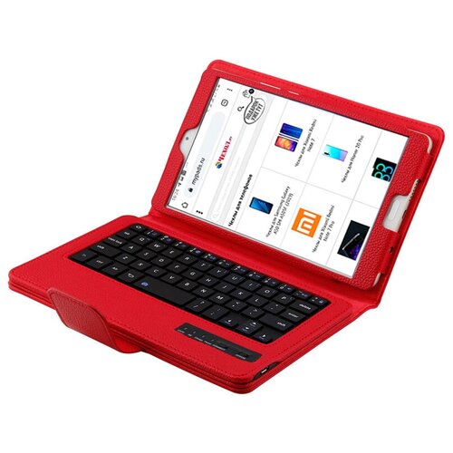 Клавиатура MyPad для Huawei MediaPad M6 10.8 съемная беспроводная Bluetooth в комплекте c кожаным чехлом и пластиковыми наклейками с русскими буквами