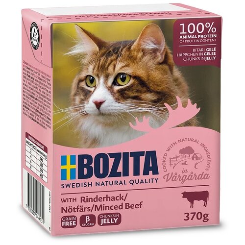 Влажный корм для кошек Bozita с рубленой говядиной 370 г (кусочки в желе)