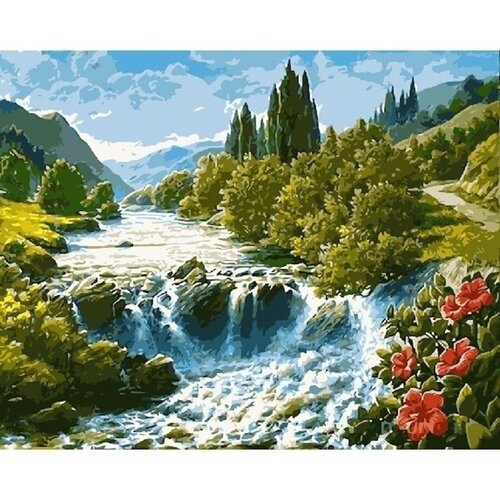 Картина по номерам Лесной водопад 40х50 см