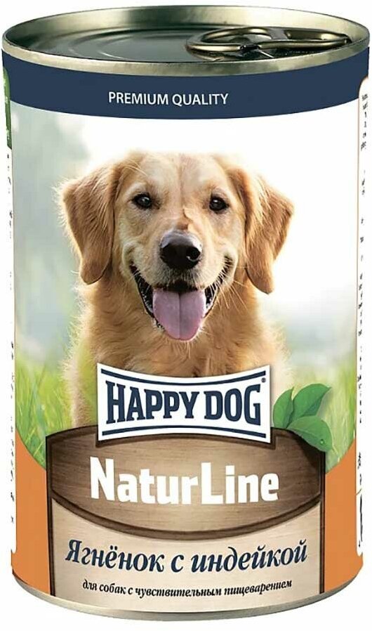 Консервы Happy Dog для собак ягненок и индейка natur line 410г