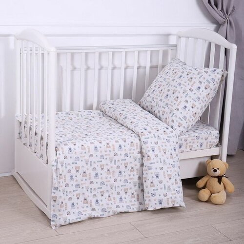 Постельное бельё BABY Мишки полосатые 112х147см, 110х150см, 60х60см, бязь 120г/м, хлопок 100%