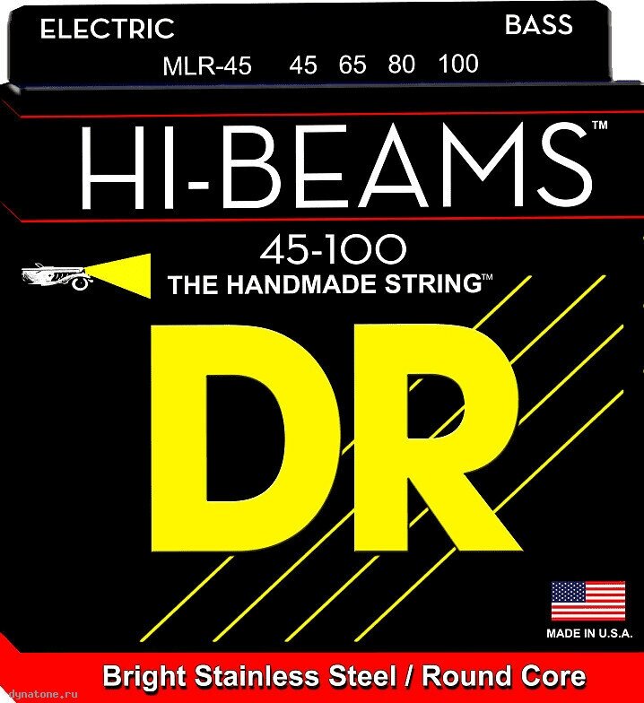 DR MLR-45 серия Hi-Beam для бас-гитары, нержавеющая сталь, Light to Medium (45-100)