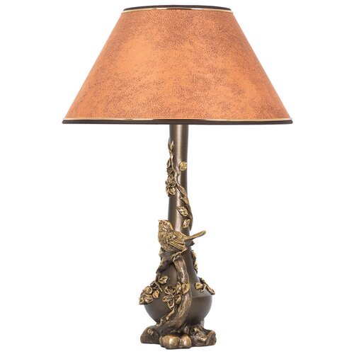 Настольная лампа BOGACHO Терра бронзовая с персиковым абажуром