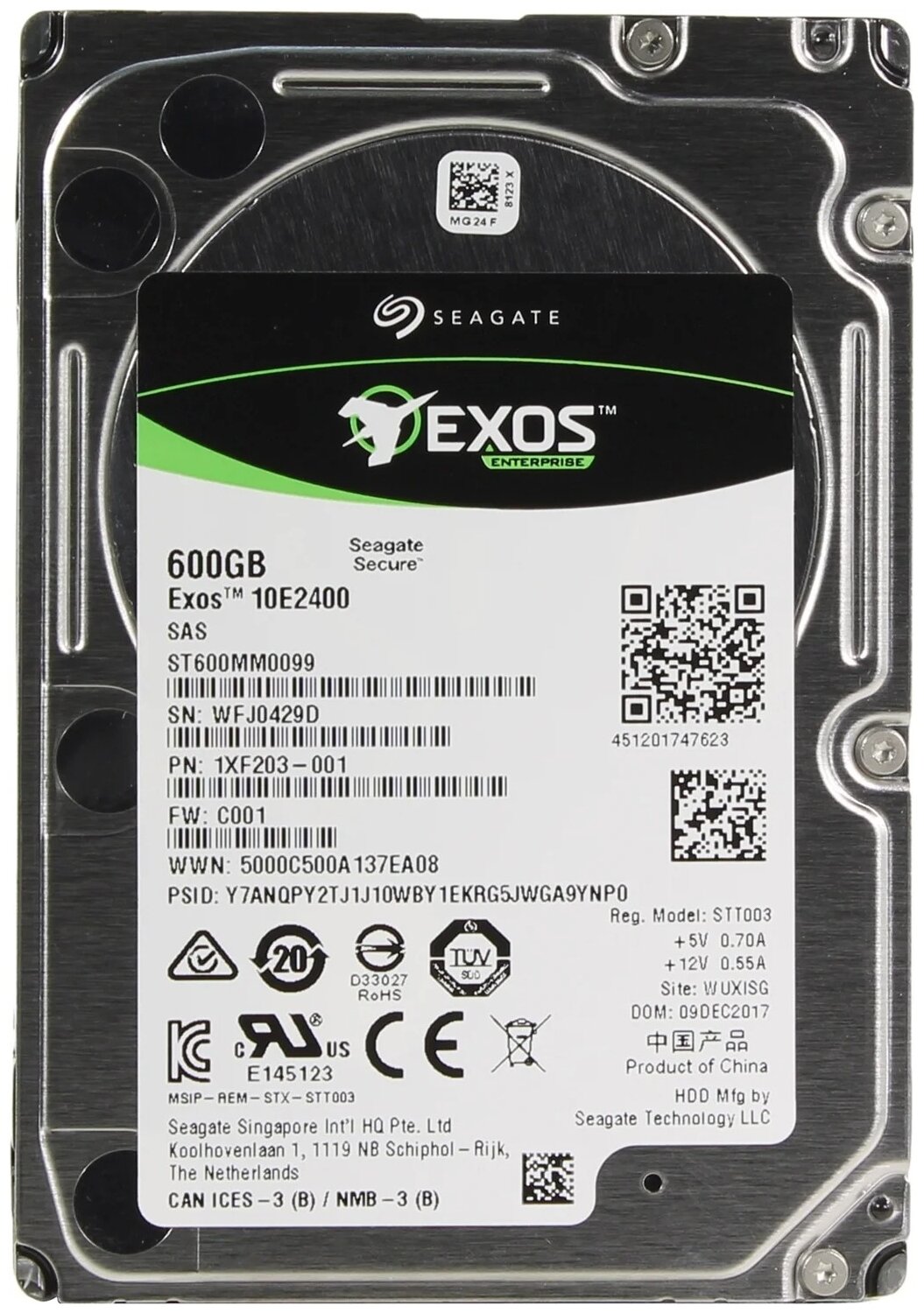 Жесткий диск HDD 2.5" 600Gb, SAS, Seagate, 10000rpm, 256Mb, Exos 10E2400 (ST600MM0099)