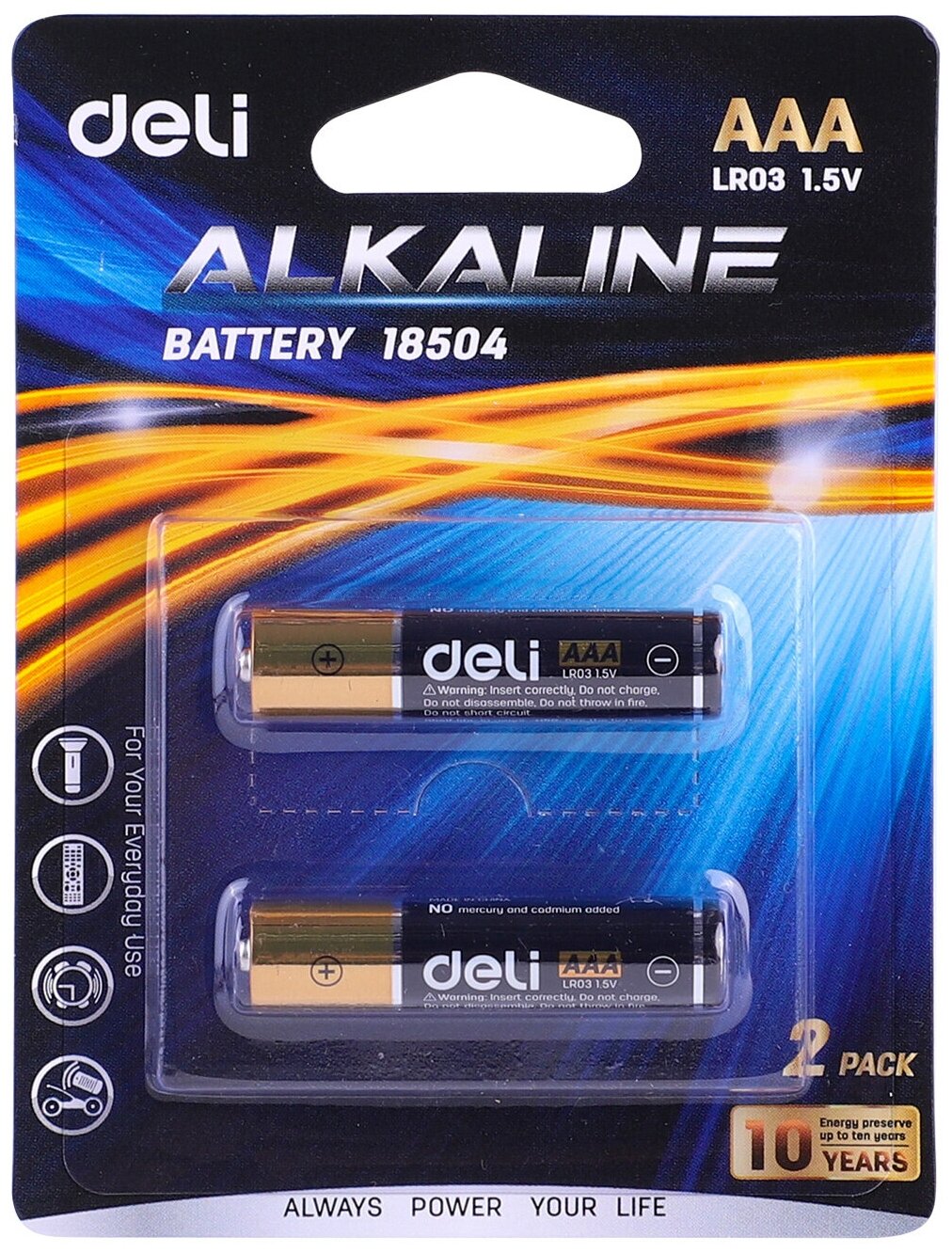 AAA Батарейка DELI E18504, 2 шт.