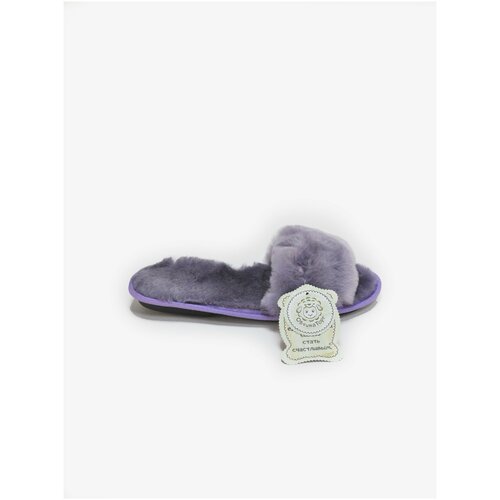 фото Тапочки овчинаторг, натуральный мех, нескользящая подошва, размер 39, фиолетовый
