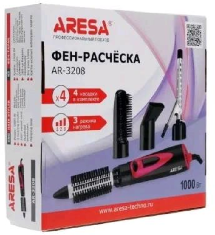 99011101010 Фен-щетка Aresa AR-3208 розовый/черный - фотография № 6