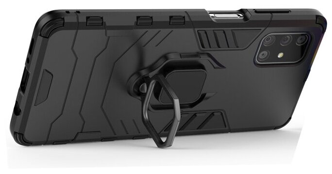 Противоударный чехол с кольцом Panther Case для Samsung Galaxy M51 черный