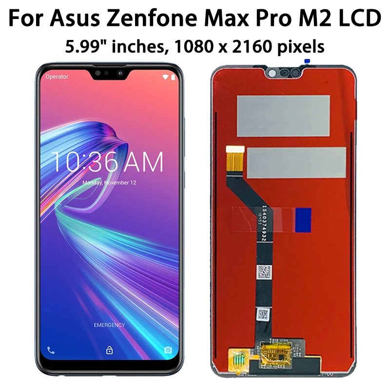 ЖК-дисплей 6,26 дюйма для Asus Zenfone Max Pro (M2) ZB631KL, экран + сенсорная панель, дигитайзер, замена для Asus ZB630KL X01BDA LCD, Original NO Frame