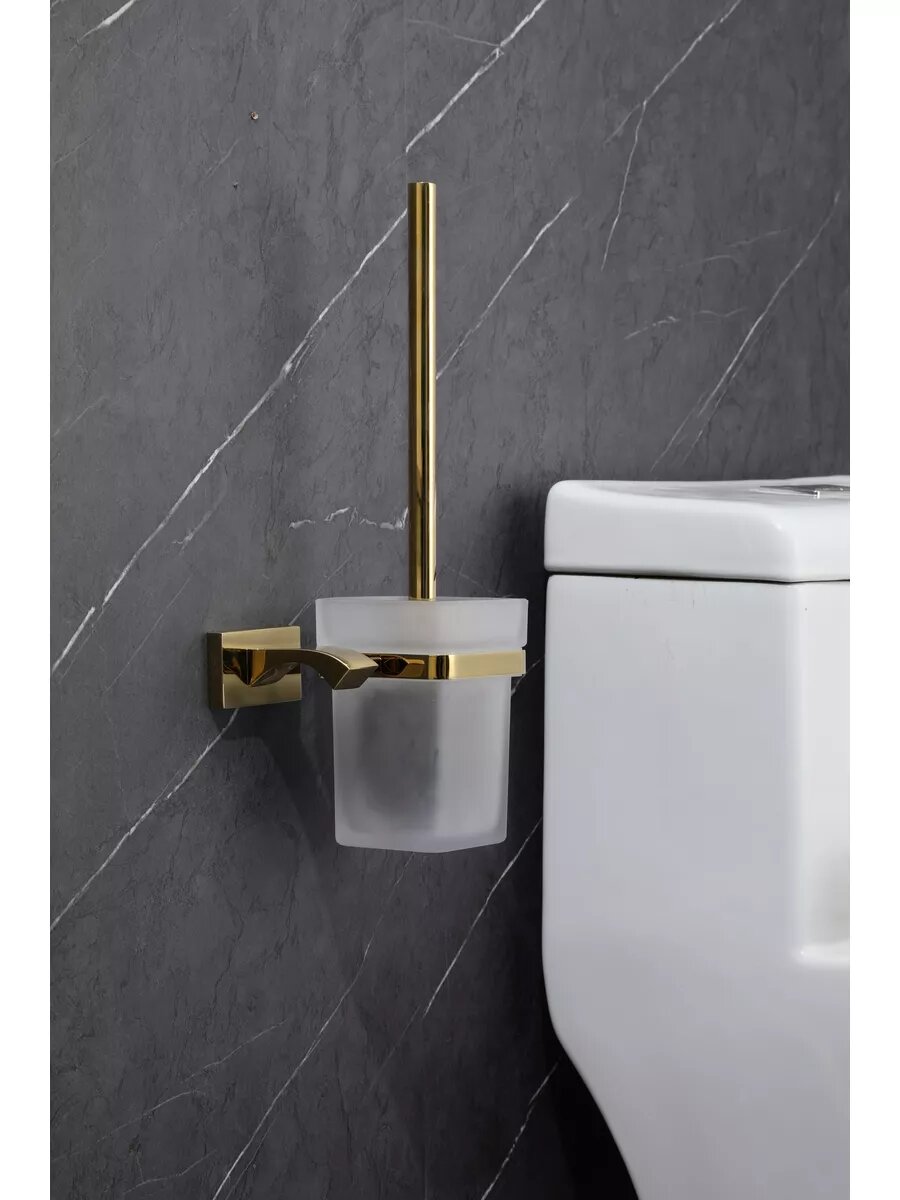 Ершик для унитаза Gappo G0710-3 настенный с креплением латунь стекло золотистый