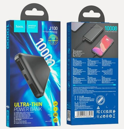 Изображение товара Аккумулятор внешний HOCO J100, High, 10000mAh, чёрный