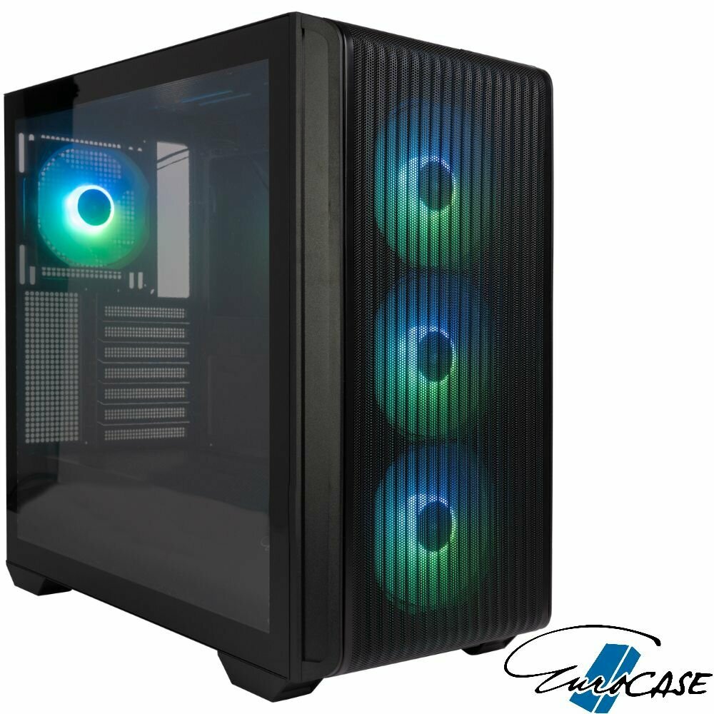Игровой корпус для ПК Eurocase A301 ARGB, закаленное стекло, ATX, Micro-ATX, 2xUSB3.0, 1xUSB Type-C, 4 вентилятора
