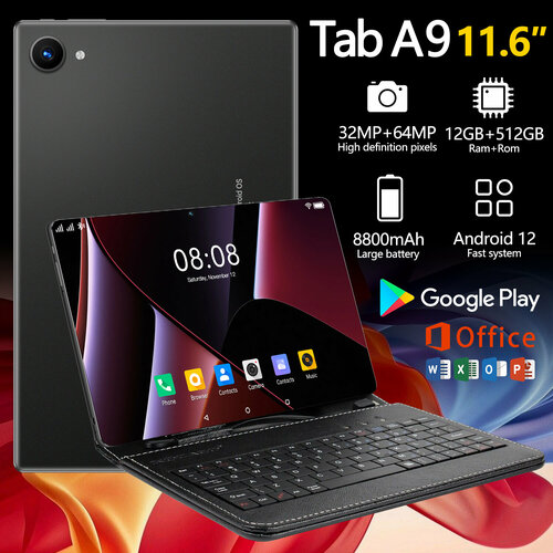 Планшет андроид игровой с клавиатурой со стилусом Tab A9 512 ГБ 9100₽