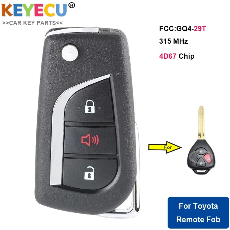 Обновленный раскладной дистанционный Автомобильный ключ KEYECU для Toyota Matrix, для Pontiac Vibe 2009 2010, Fob 3 кнопки-315 МГц-4D67 чип-телефон