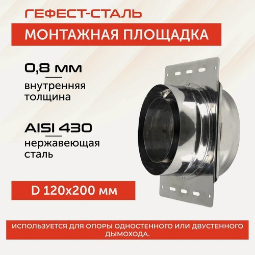Изображение товара Монтажная площадка 120х200, AISI 430/430, 0,8мм/0,5мм, 240х320, AISI 430/0,8мм
