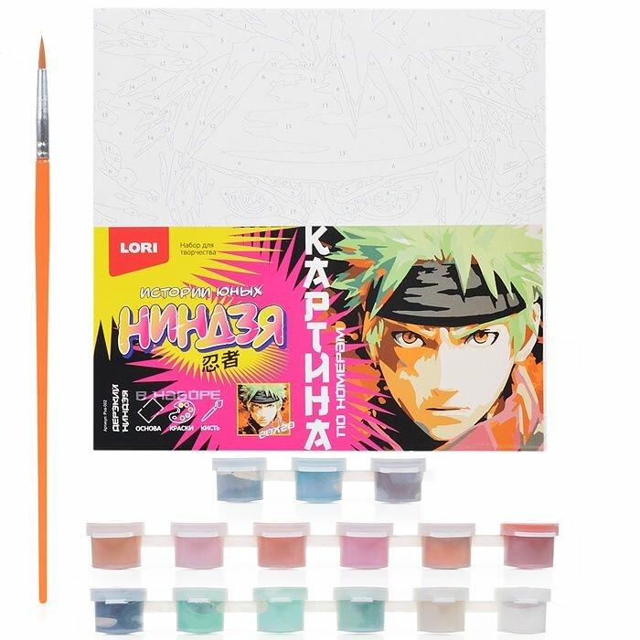 Картина по номерам LORI на холсте 20х20 см, истории юных ниндзя "Дерзкий ниндзя" (Рха-002)