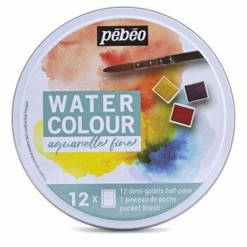 PEBEO Aquarelle Fine набор акварельных красок, 12 цветов металлической коробке с кистью, 300075