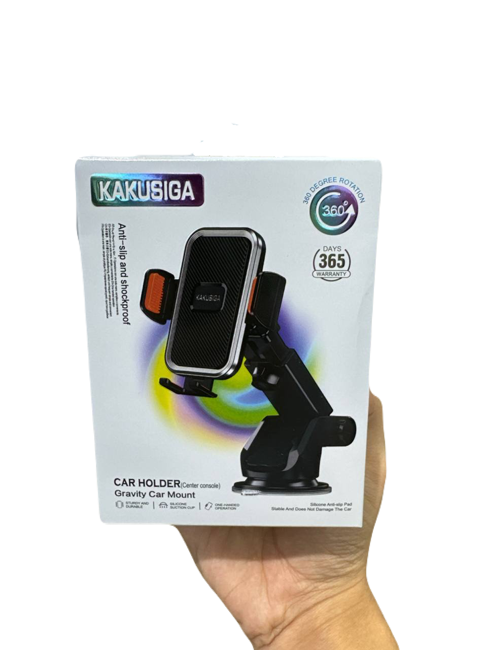 Автомобильный держатель Kakusiga "Gravity", вращение на 360°, чёрный — фото 1