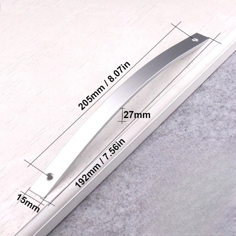 Ручки для шкафов алюминиевые серебристые/черные Silver-192mm