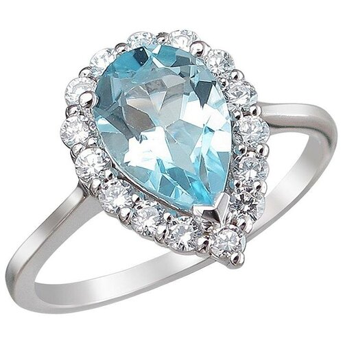 фото Эстет кольцо с топазом и фианитом из серебра г11к351009tb, размер 18.5