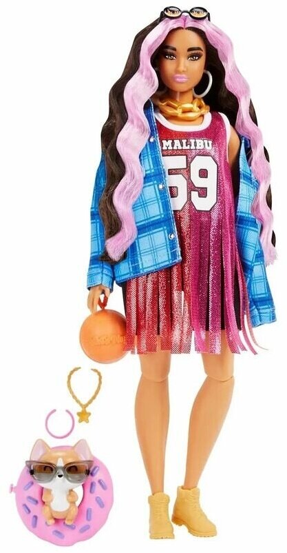 Кукла Barbie Extra Баскетбольный стиль, 29см, HDJ46 розовый