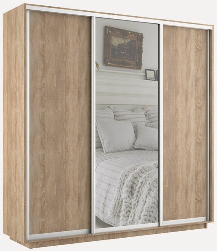 Изображение товара Шкаф-купе Экспресс 2,4 ДСП/Зеркало/ДСП Сонома (высота 2400)