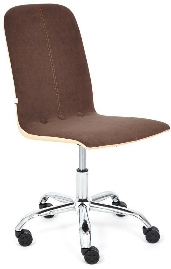 Кресло компьютерное Tetchair RIO флок экокожа коричневый бежевый