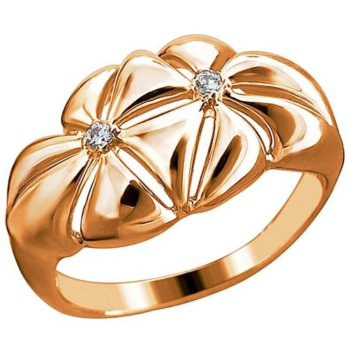 фото Эстет кольцо цветы с 2 фианитами из красного золота 01к1113243, размер 18