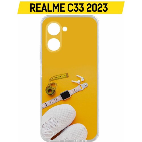 Чехол-накладка Krutoff Clear Case Кроссовки женские Фитнес для Realme C33 2023 чехол накладка krutoff soft case кроссовки женские цветные для realme c33 2023 черный