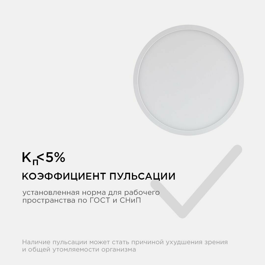 Светодиодная панель Apeyron 06-40 накладная круглая 220В, 18Вт, 1440 лм, 170 мм, алюминий, драйвер, 4500К - фотография № 11