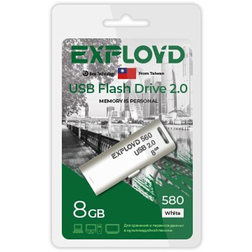 Флешка EXPLOYD 580 8GB White