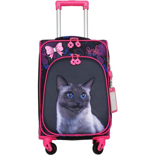 детский чемодан пластиковый мультгерои16 Чемодан , 32х53х22 см, 2.2 кг, розовый, черный