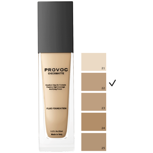 Provoc Тональный флюид Checkmatte Foundation, 30 мл, оттенок: 22 тональная основа для лица checkmatte fluid foundation mattifying finish 30мл no25