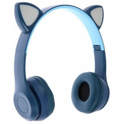 Наушники P47M беспроводные полноразмерные BT microSD микрофон AUX с ушками синие 4230₽